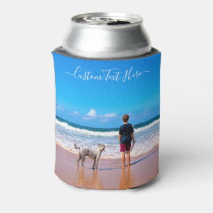 Upload Your Pet Photo and Custom Text Can Cooler