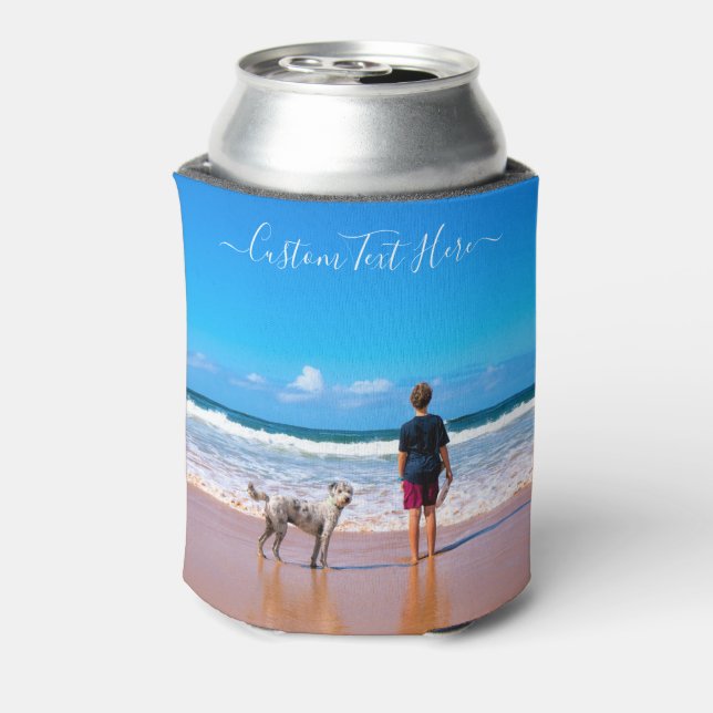 Upload Your Pet Photo and Custom Text Can Cooler (Can Back)
