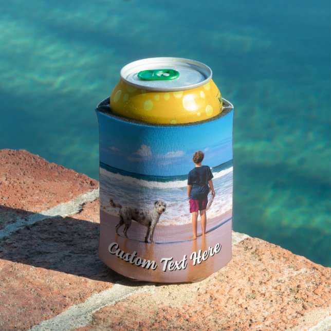 Upload Your Pet Photo Can Cooler Add Custom Text (In Situ Pool)