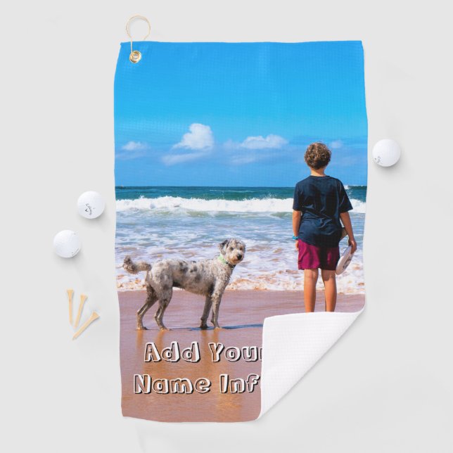 Upload Your Pet Photo Golf Towel Personalised Text (InSitu)