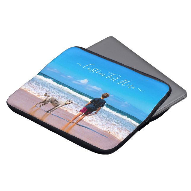 Upload Your Pet Photo Laptop Sleeve Custom Text (Front Top)