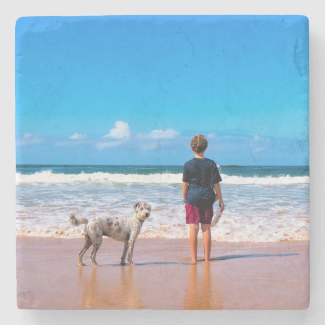 Upload Your Pet Photo Marble Coaster Personalised (Front)