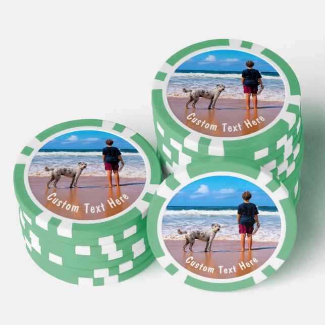 Upload Your Pet Photo Poker Chips Gift Custom Text (Stack)