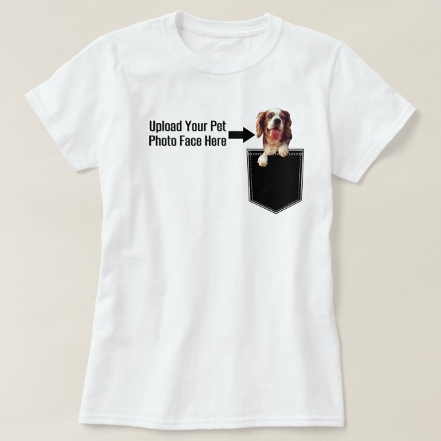 Upload Your Pet Photo Print Pocket Customised T-Shirt (Design Front)