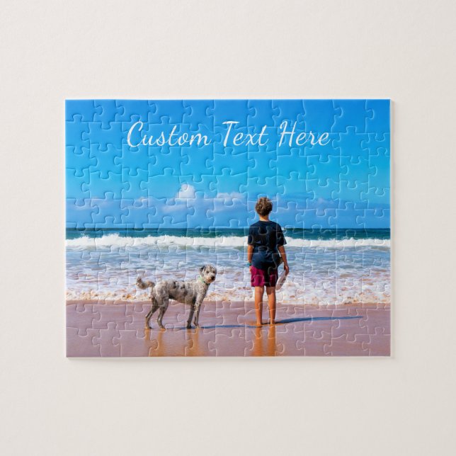 Upload Your Pet Photo Puzzle Gift Add Custom Text (Horizontal)