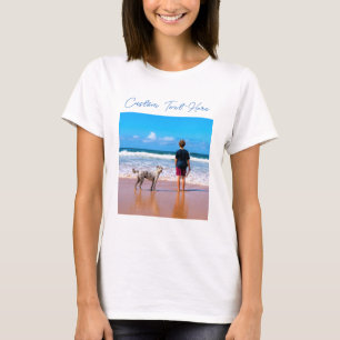 Upload Your Pet Photo T-Shirt Add Custom Text Name