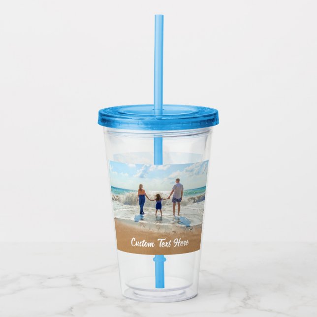 Upload Your Photo Acrylic Tumbler Add Custom Text (Front)