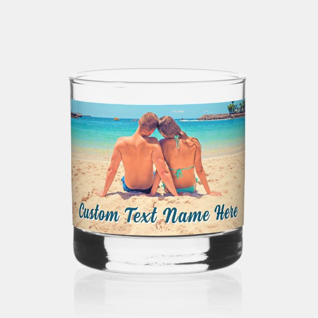 Upload Your Photo Add Custom Text Personalised Whiskey Glass (Front)