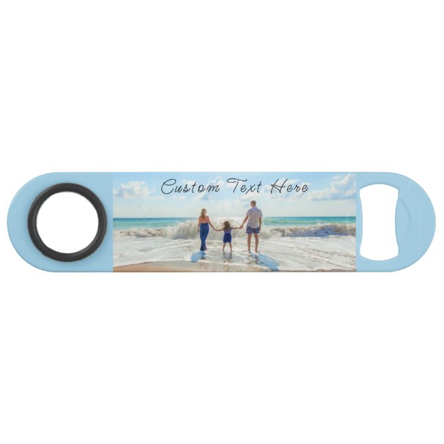 Upload Your Photo Bar Key Gift Add Custom Text (Back Horizontal)