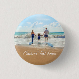Upload Your Photo Button Personalised Text Name