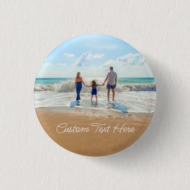 Upload Your Photo Button Personalised Text Name (Front)