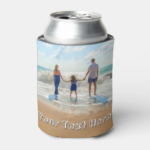 Upload Your Photo Can Cooler Gift Personalise Text