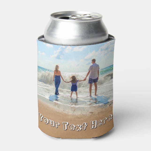 Upload Your Photo Can Cooler Gift Personalise Text (Can Front)