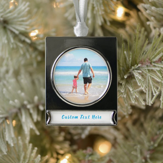 Upload Your Photo Christmas Ornament Custom Text (Tree)