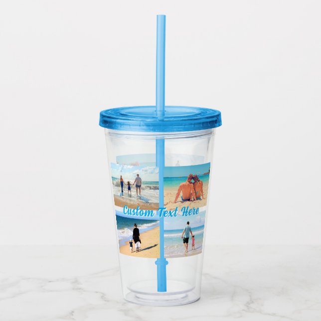 Upload Your Photo Collage Acrylic Tumbler Add Text (Front)