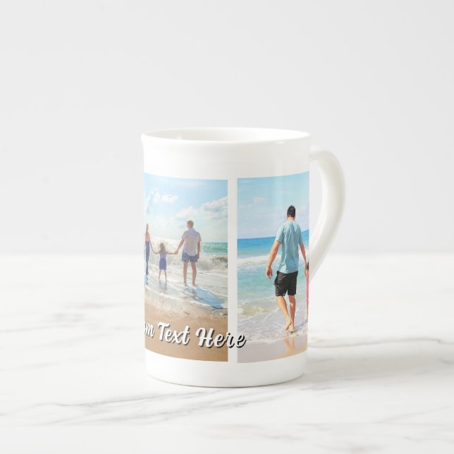 Upload Your Photo Collage Bone China Mug Add Text (Front Right)