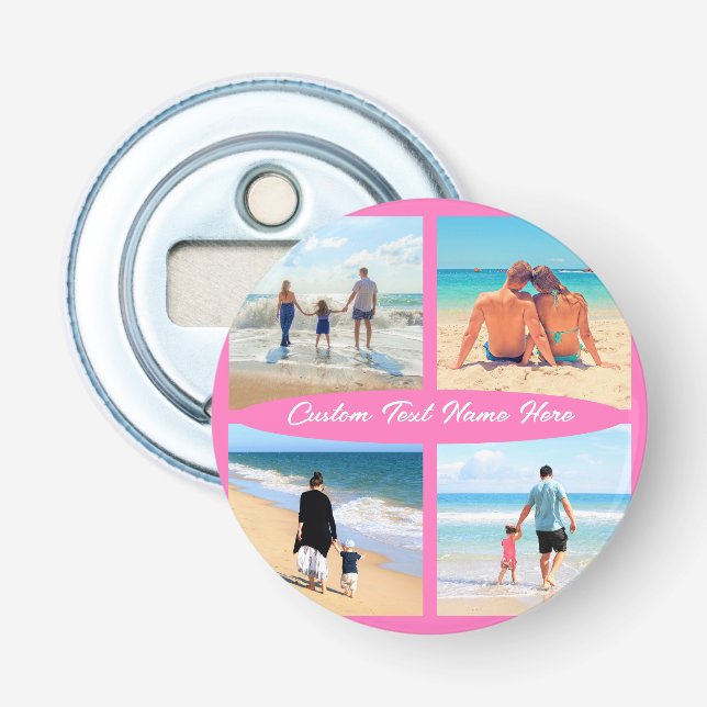 Upload Your Photo Collage Bottle Opener Add Text (Front)