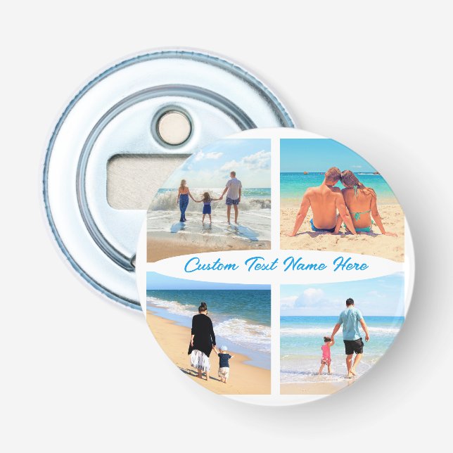 Upload Your Photo Collage Bottle Opener Add Text (Front)