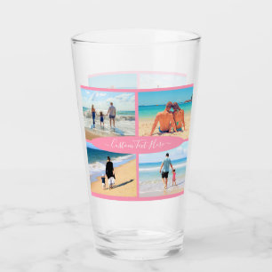Upload Your Photo Collage Glass with Custom Text