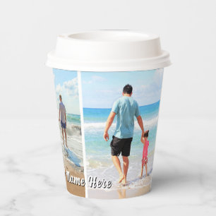 Upload Your Photo Collage Paper Cups Custom Text