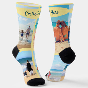 Upload Your Photo Collage Socks Add Text Name