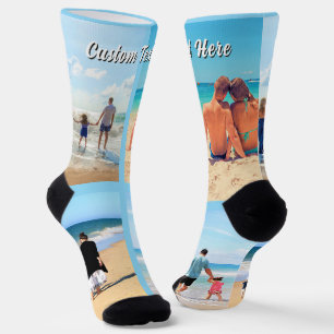 Upload Your Photo Collage Socks Personalised Text