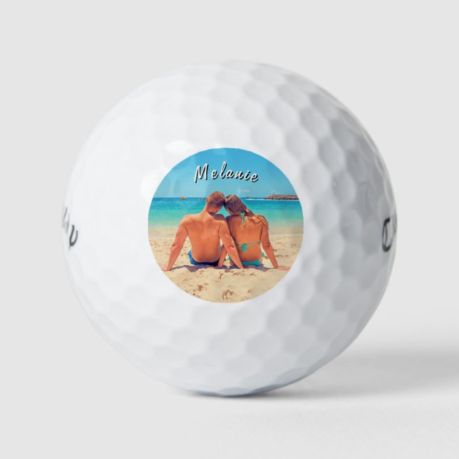 Upload Your Photo Golf Balls Stamp Add Custom Name (Front)
