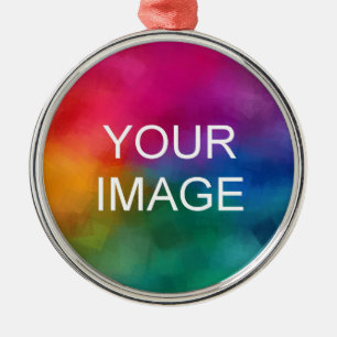 Upload Your Photo Image or Logo Simple Round Metal Tree Decoration