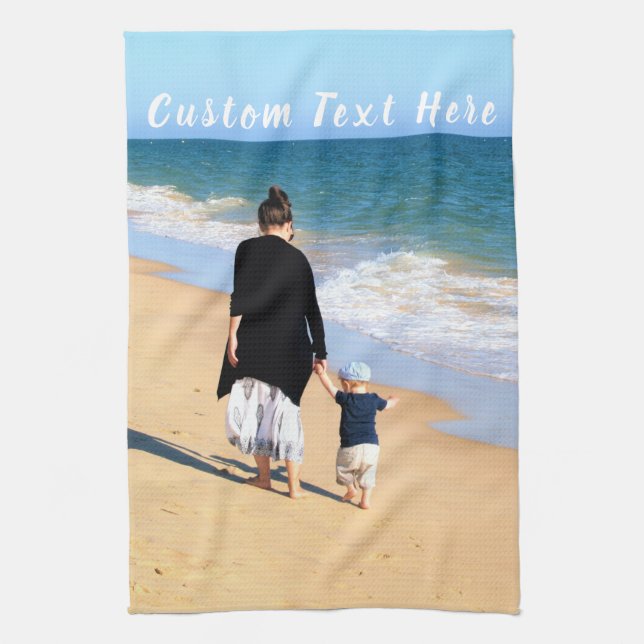 Upload Your Photo Kitchen Towel with Custom Text (Vertical)