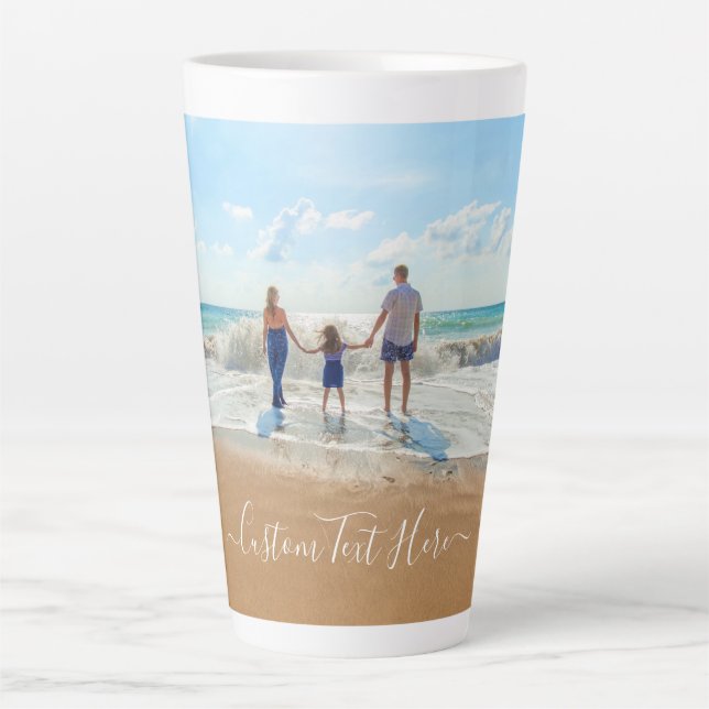 Upload Your Photo Latte Mug Add Text Name (Front)