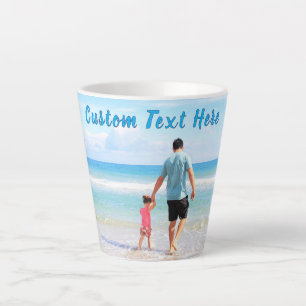 Upload Your Photo Latte Mug Gift Add Custom Text