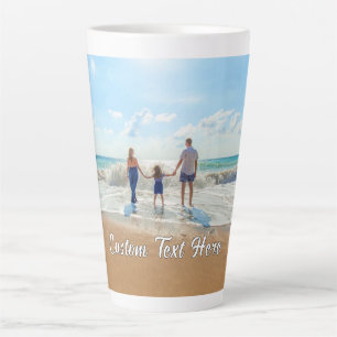 Upload Your Photo Latte Mug Gift Add Text Name
