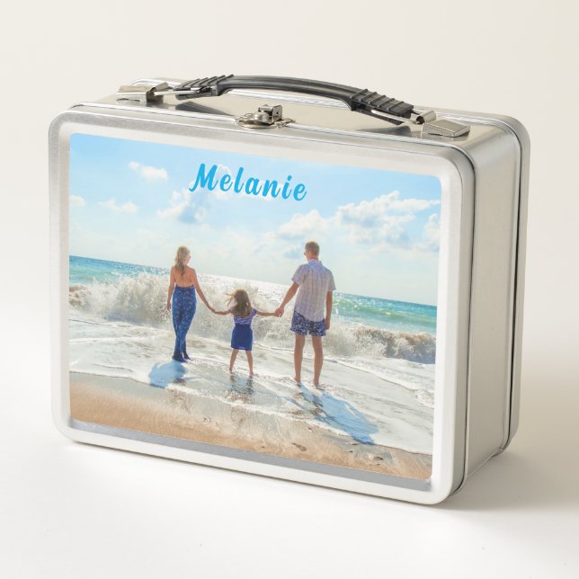 Upload Your Photo Metal Lunch Box Add Custom Name (Front)
