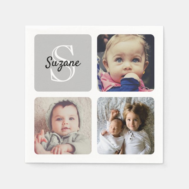 Upload your photo monogrammed napkin (Front)