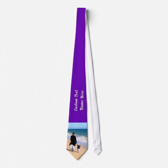 Upload Your Photo Neck Tie Gift Add Custom Text (Front)