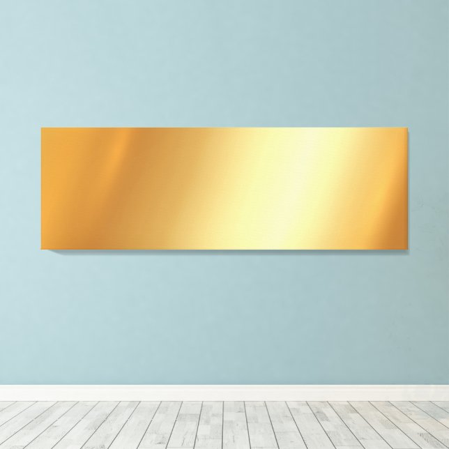 Upload Your Photo on Gold Background Large Long Canvas Print (Insitu(Wood Floor))