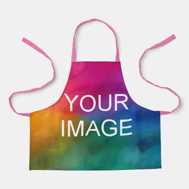 Upload Your Photo Or Logo Template Pink Kids Girls Apron (Front)