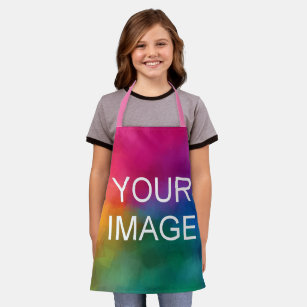 Upload Your Photo Or Logo Template Pink Kids Girls Apron