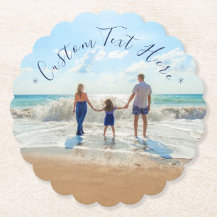 Upload Your Photo Paper Coasters Add Text Name