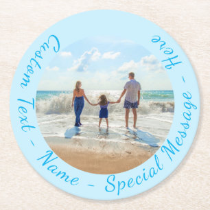 Upload Your Photo Paper Coasters Add Text Name