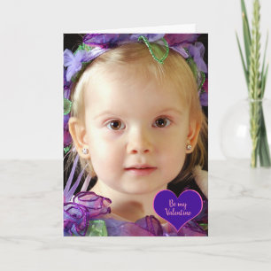 Upload your photo pink, violet heart holiday card