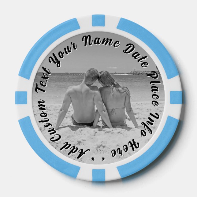 Upload Your Photo Poker Chips Gift Add Custom Text (Front)