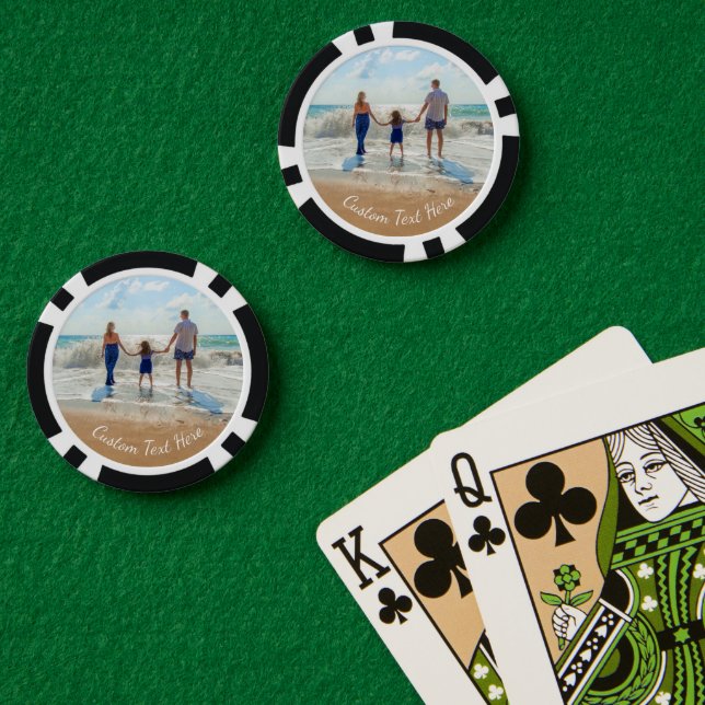 Upload Your Photo Poker Chips Gift Custom Text (Poker Table (Double))
