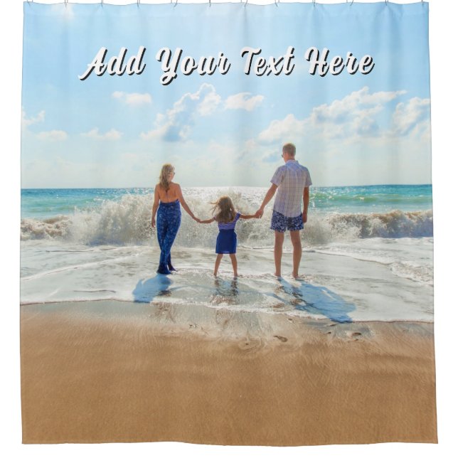 Upload Your Photo Shower Curtain Personalised Text (Front)