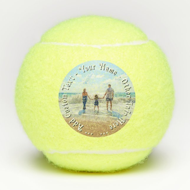 Upload Your Photo Tennis Balls Personalised Text (Front)