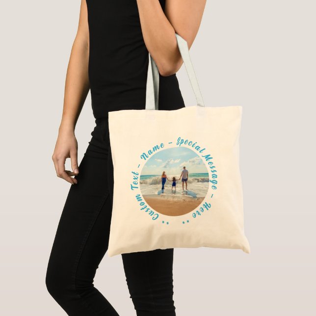 Upload Your Photo Tote Bag with Custom Text (Front (Product))