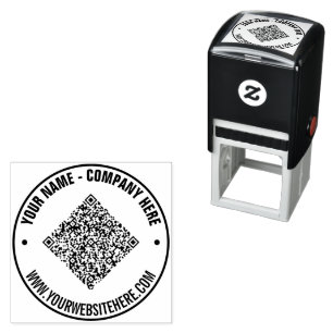 Upload Your QR Code and Text Round Stamp Example