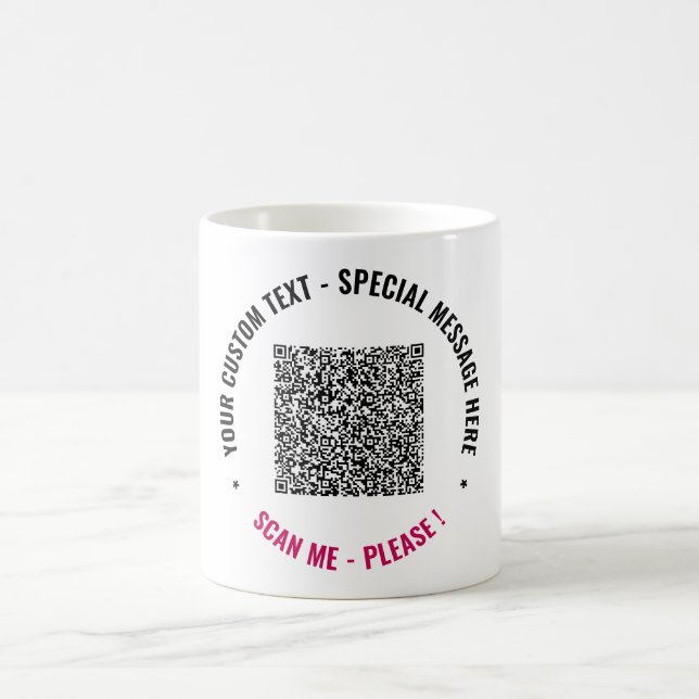 Upload Your QR Code Coffee Mug with Custom Text (Center)
