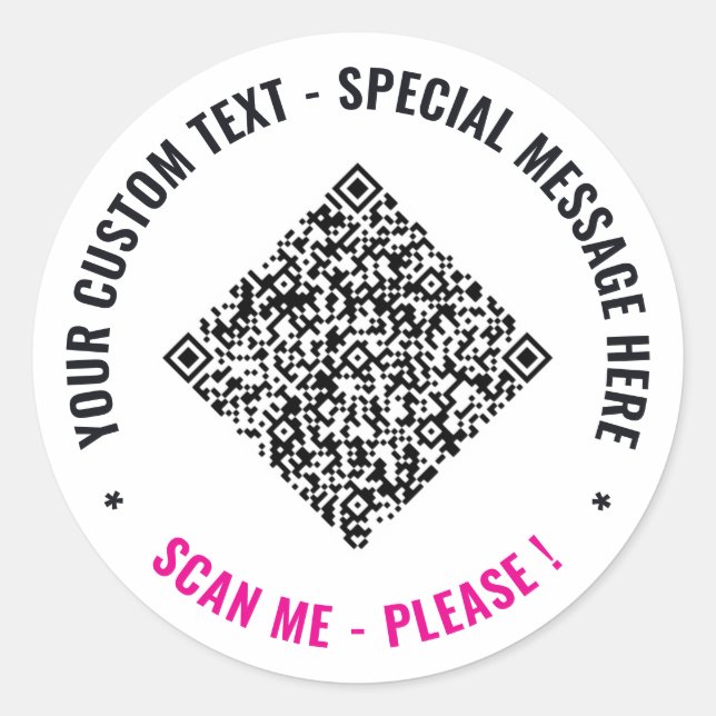 Upload Your QR Code Custom Text Stickers Example (Front)
