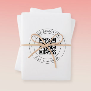 Upload Your QR Code & Editable Text Black White Wrapping Paper Sheet